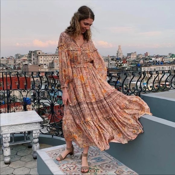 Long Sleeve Boho Floral Gypsy Print Maxi Dress - Picture 9 of 15